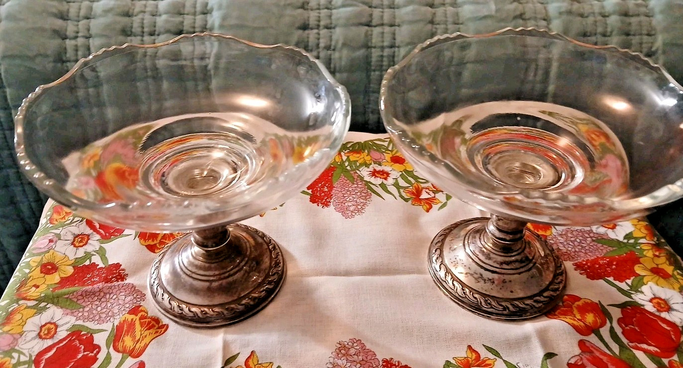 Amston 925 Sterling Candlesticks & Compote – Pair♡#540 Set Of Two♡ 1940s