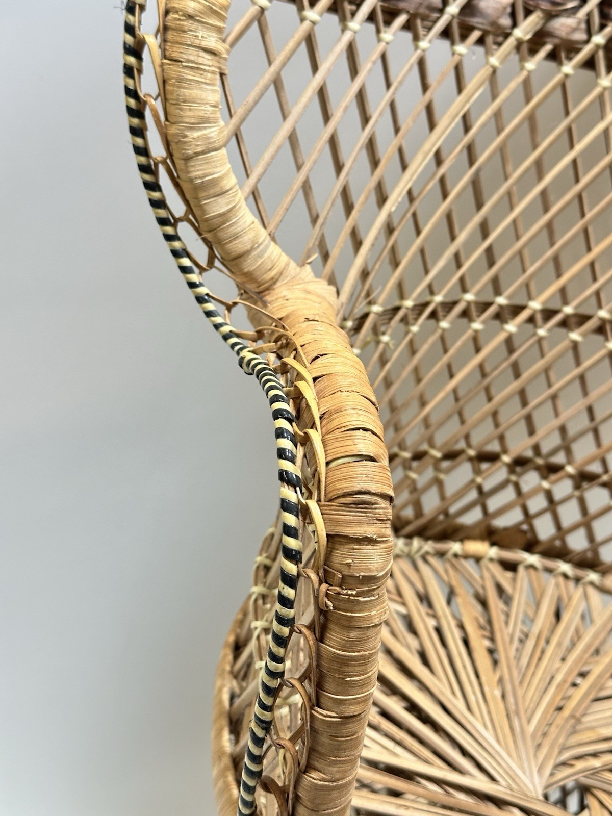 Vintage Wicker Peacock Ratton Chair 29” Tall Studio Prop Pictures