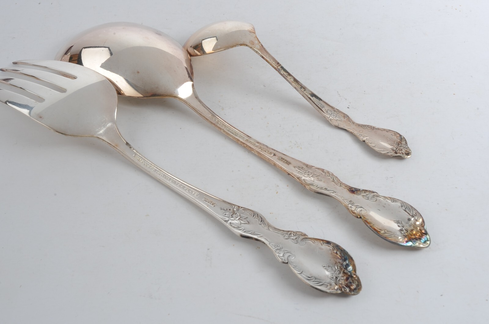 1959 Grand Elegance Pierced Serving Spoon & Fork Ladle WM Rogers Silver Plate