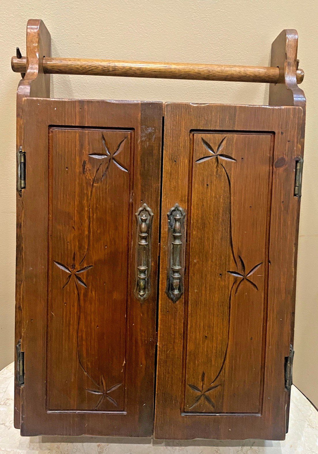 Vintage Rustic Solid Wood Hanging Medicine Spice Cabinet Primitive Custom Made