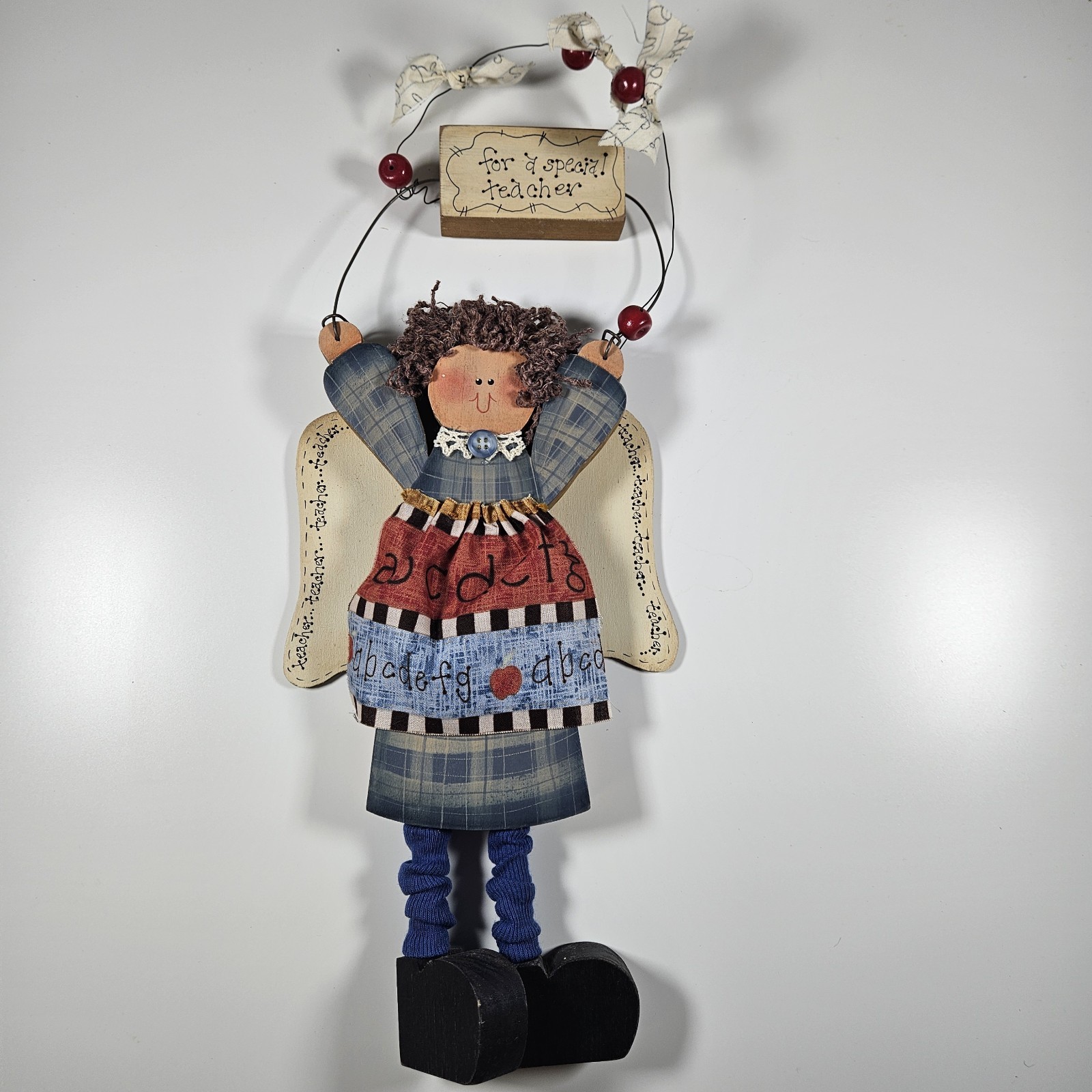 Primitive Teacher Decor Gift Hanging Signed 6×15