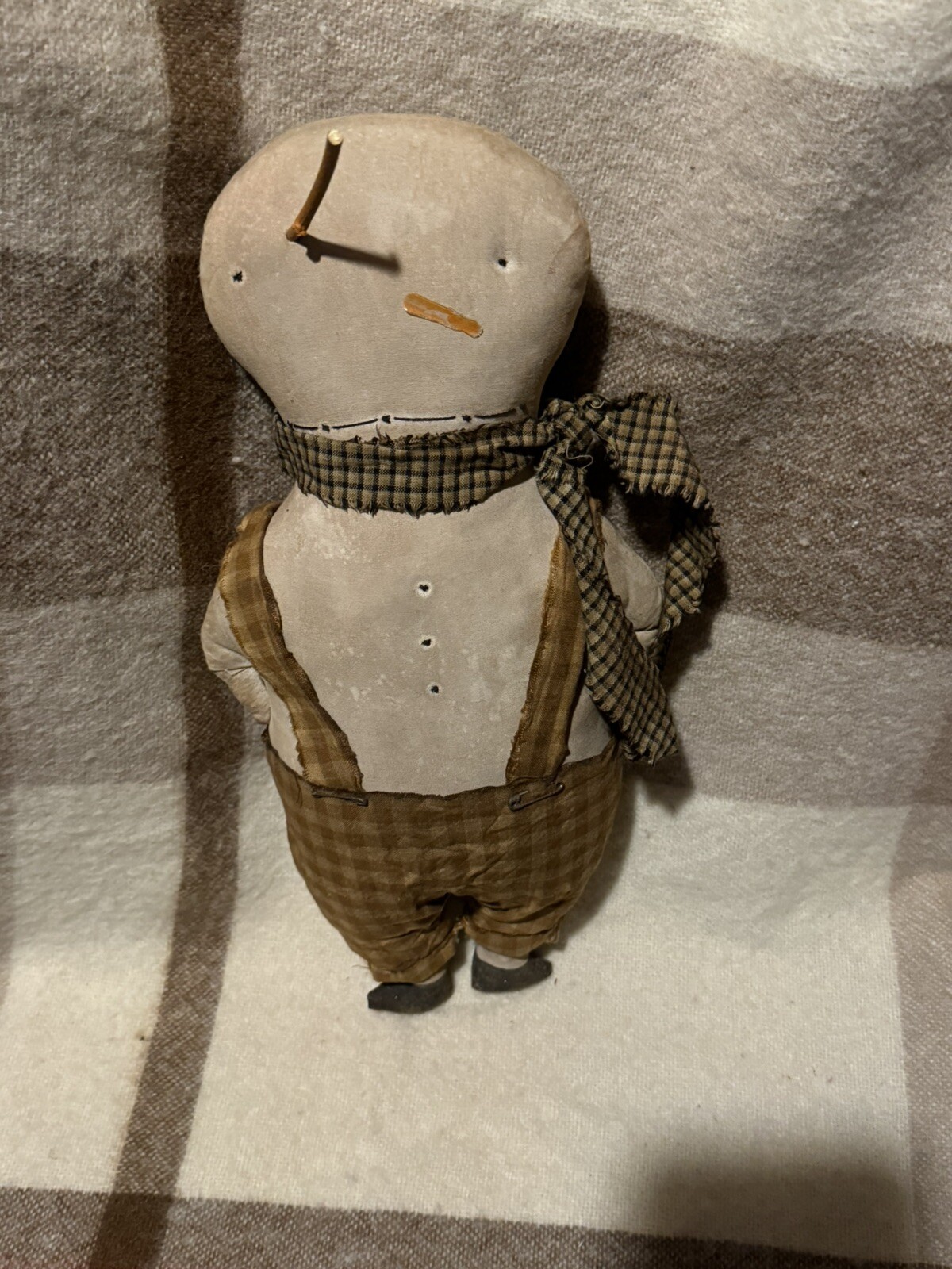 Handmade Primitive Snowman Christmas 15” Cloth