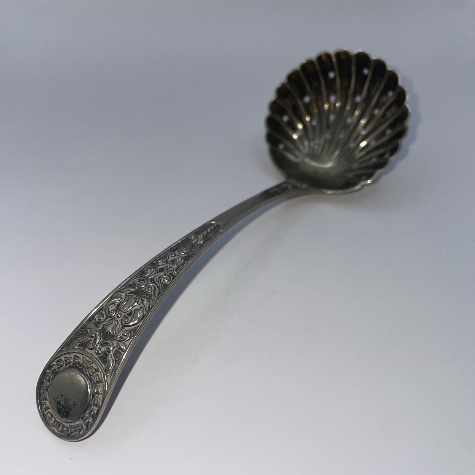 Quite Ornate 19th Century Victorian antique EPNS sugar sifter spoon – 14cm