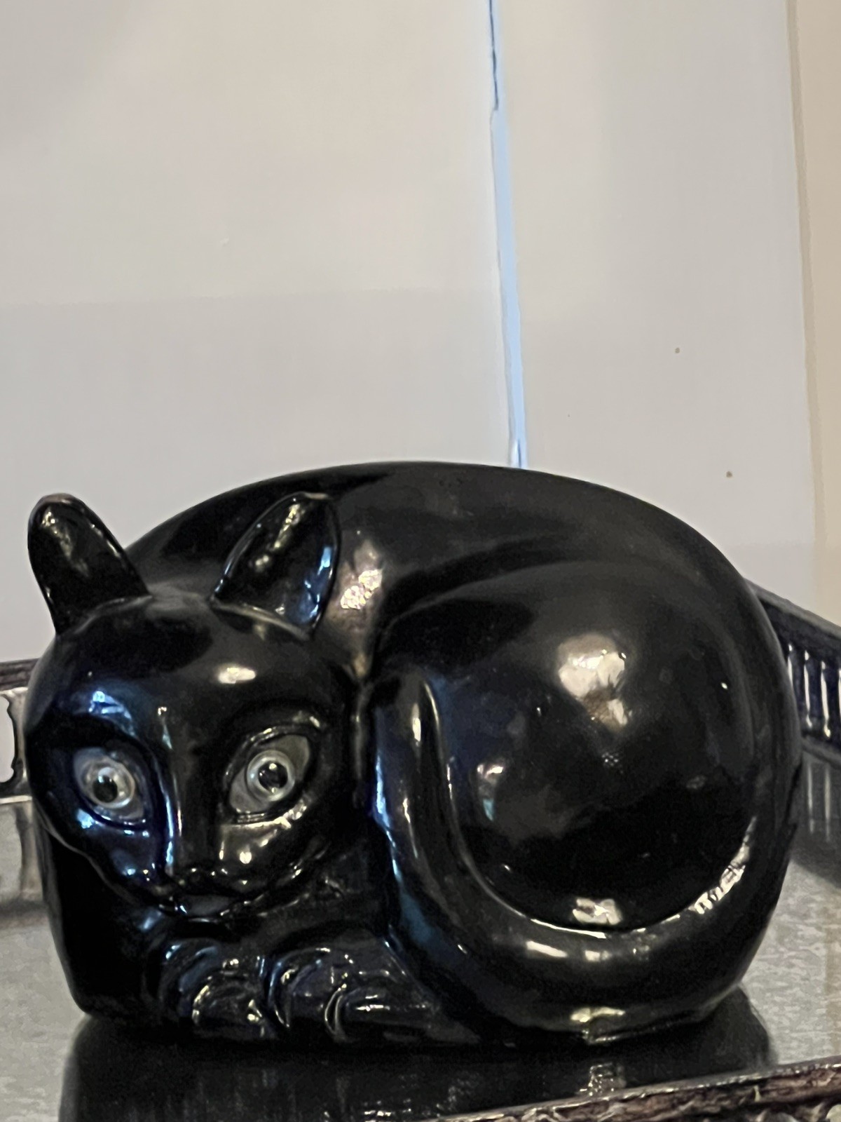 Qing Dynasty Jingdezhen Cat Sculpture Vtg Reproduction