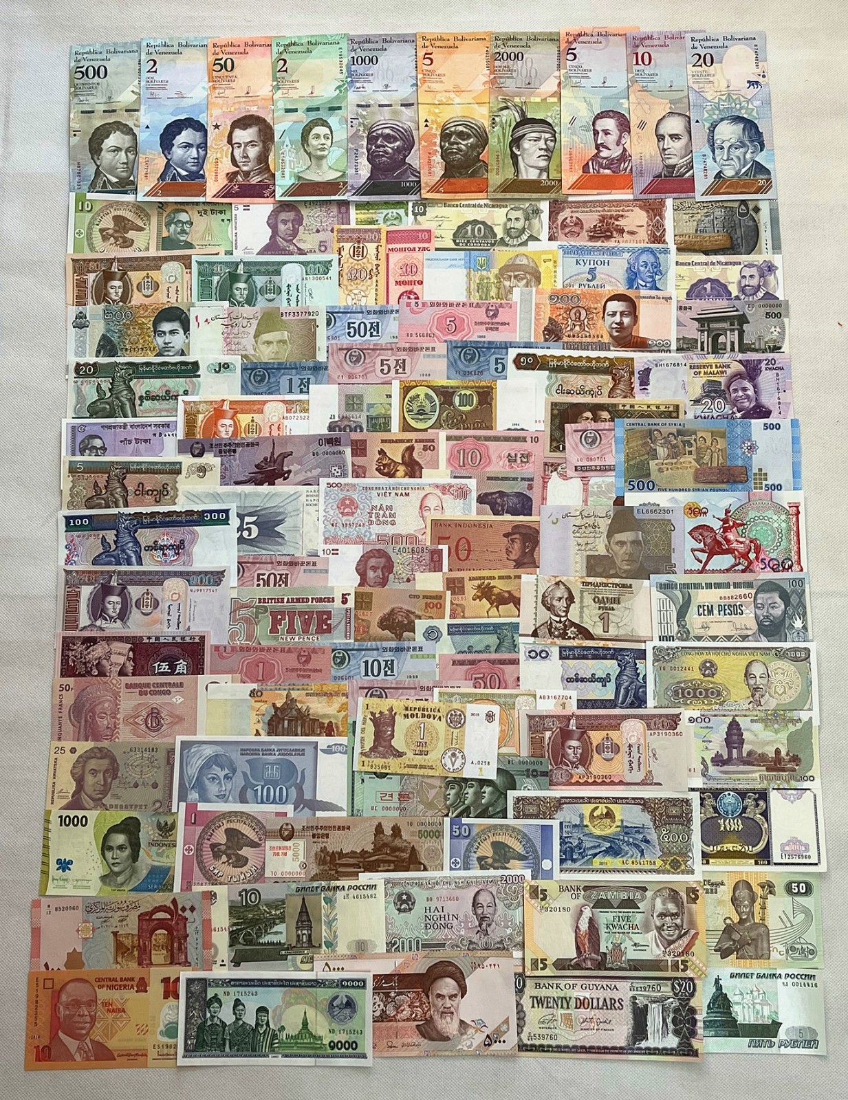 NEW Paper Money 100 Pieces Of Different Banknotes UNC high quality ,All Genuine