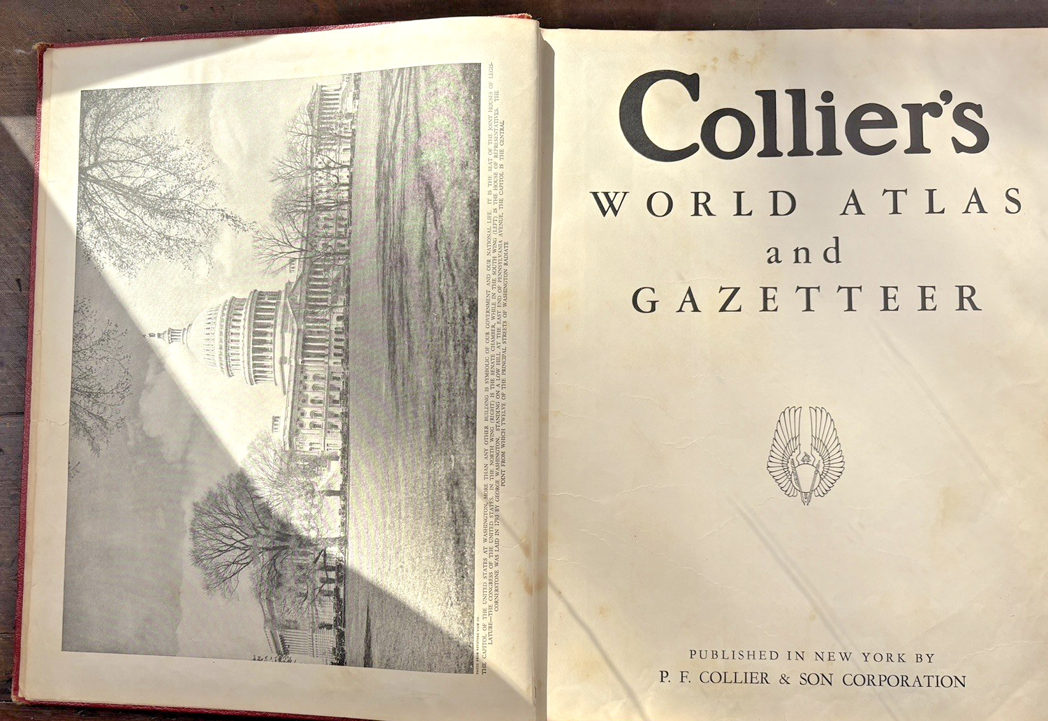 1937 Vintage Collier’s World Atlas Illustrated Hardcover Book With Color Maps