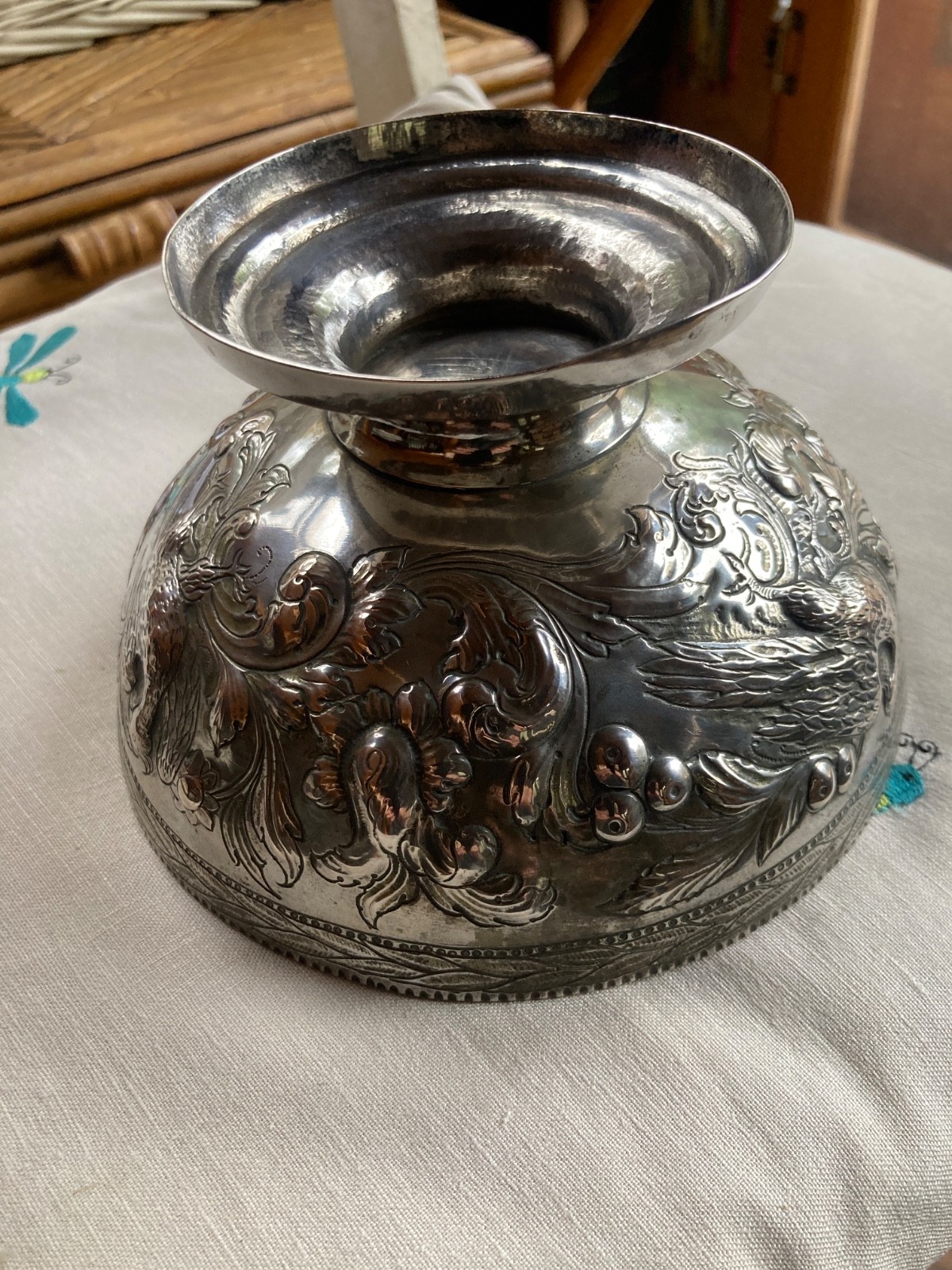 Antique Ianthe Sterling Silver Embossed English Rose Bowl 1800’s