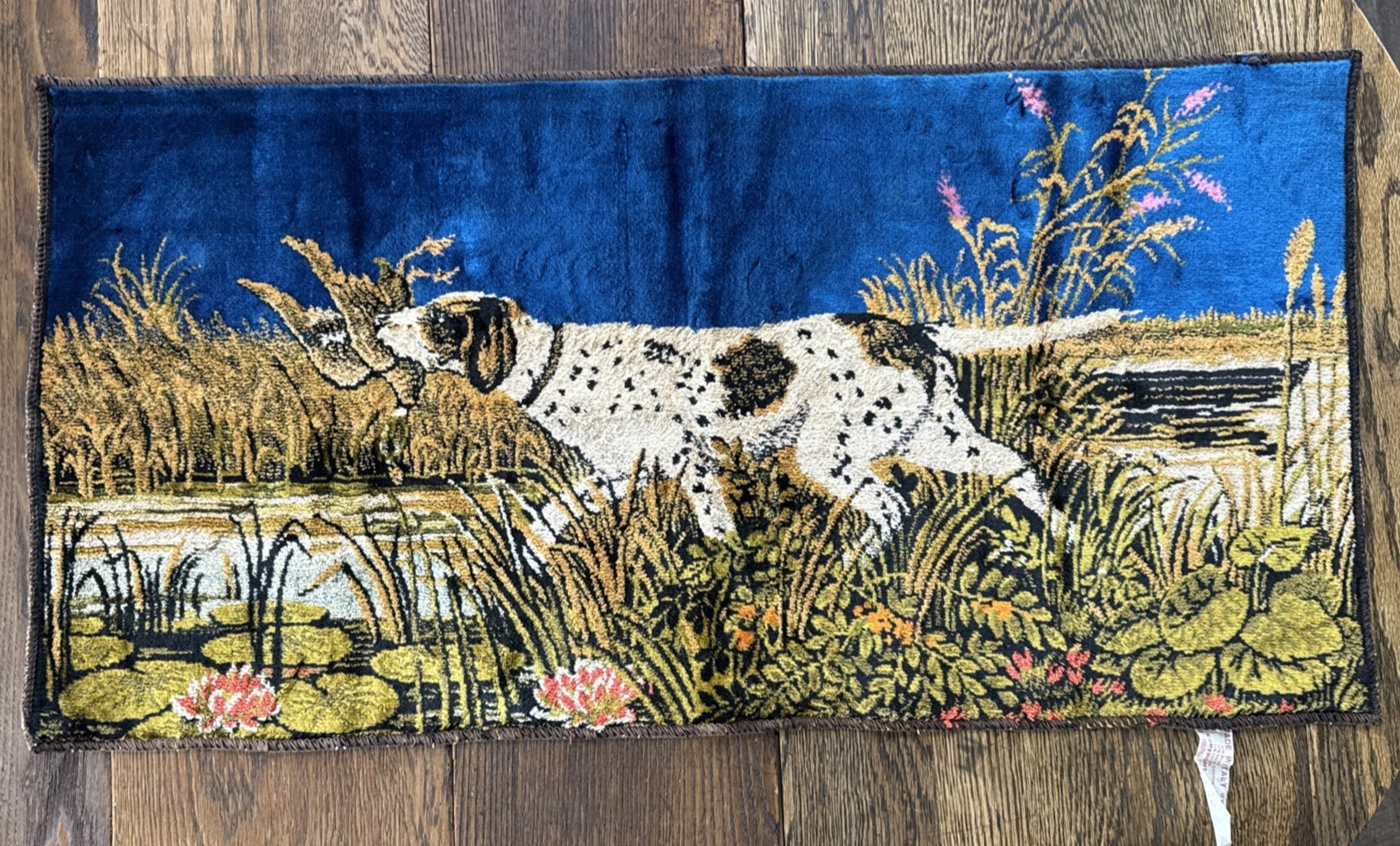 Vintage Wall Hanging Tapestry Duck Hunting English Setter MCM Hunting Cabin IT
