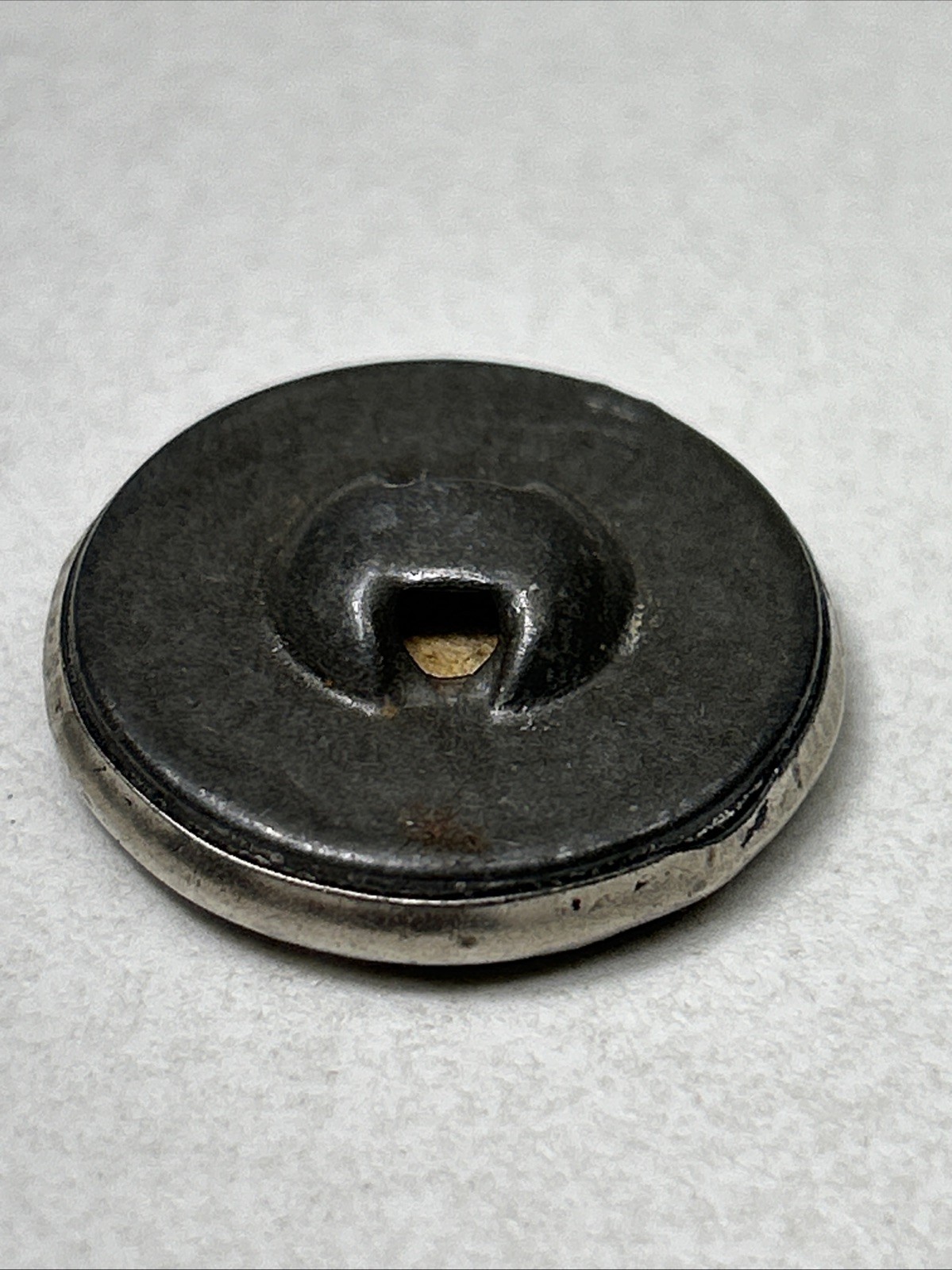Antique Metal Sewing Button Silver Tone Flower On Top Of Black Velvet