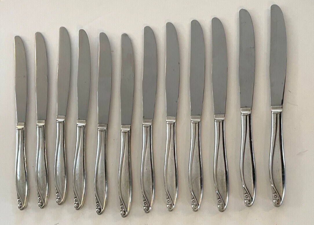 Oneida FLOWERTIME 1963 Dinner Knives SET OF 12 Knives Silverplate