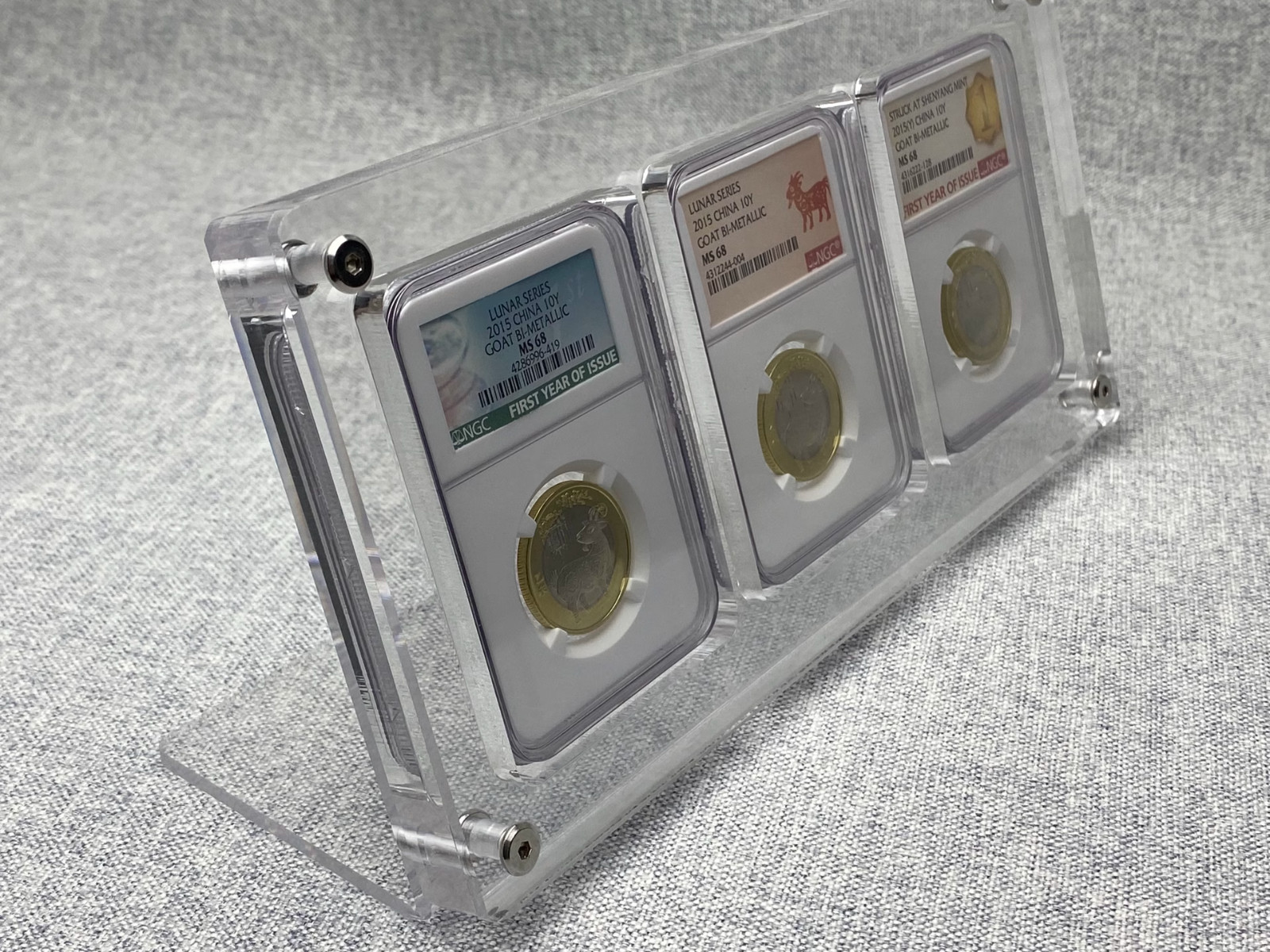 2 Grids Desktop Acrylic Display Frame with Integrated Stand For NGC/PCGS Holder