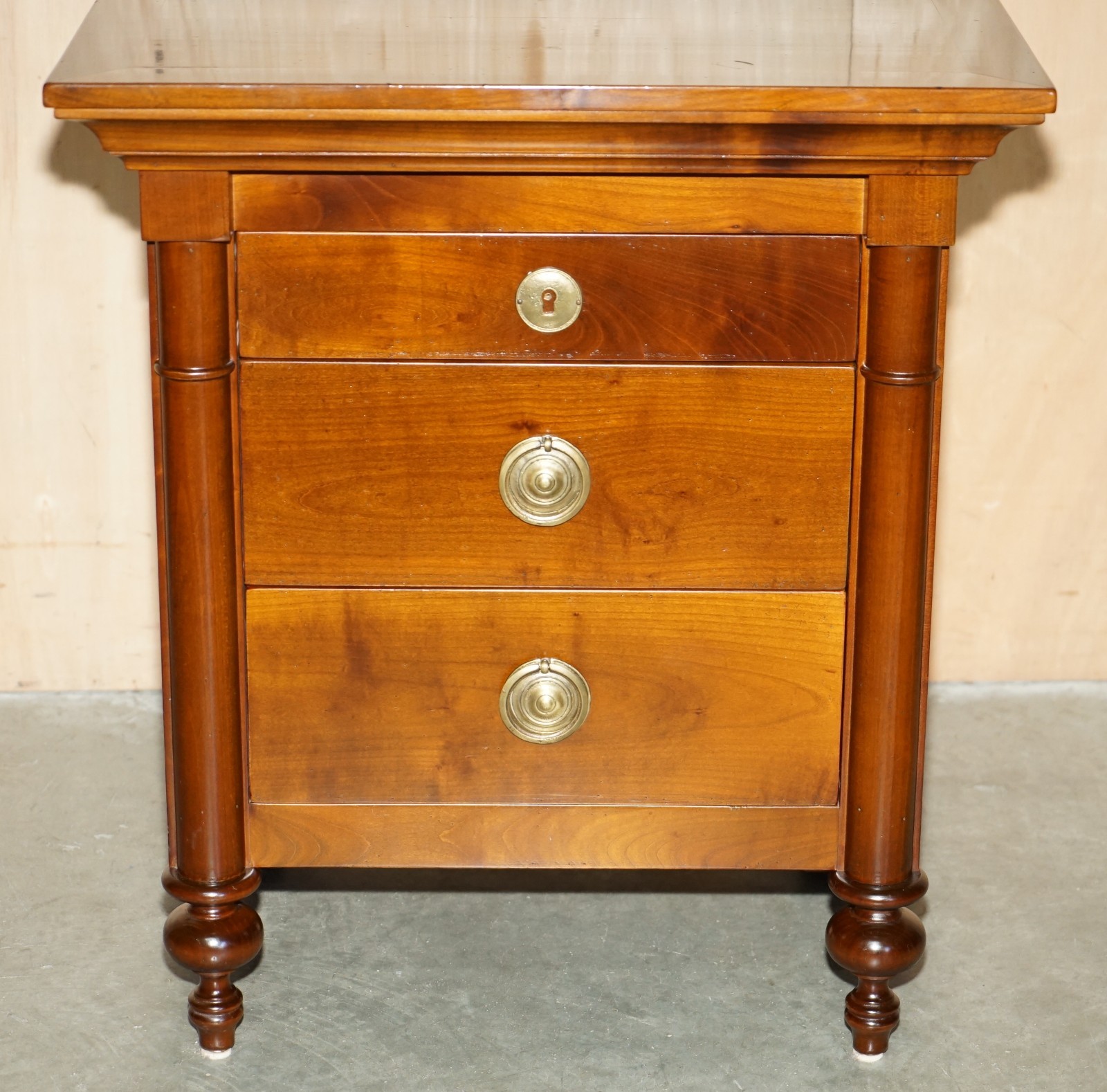 PAIR OF GRANGE FURNITURE PARIS FRANCE CHERRYWOOD NIGHTSTANDS OR LAMP WINE TABLES