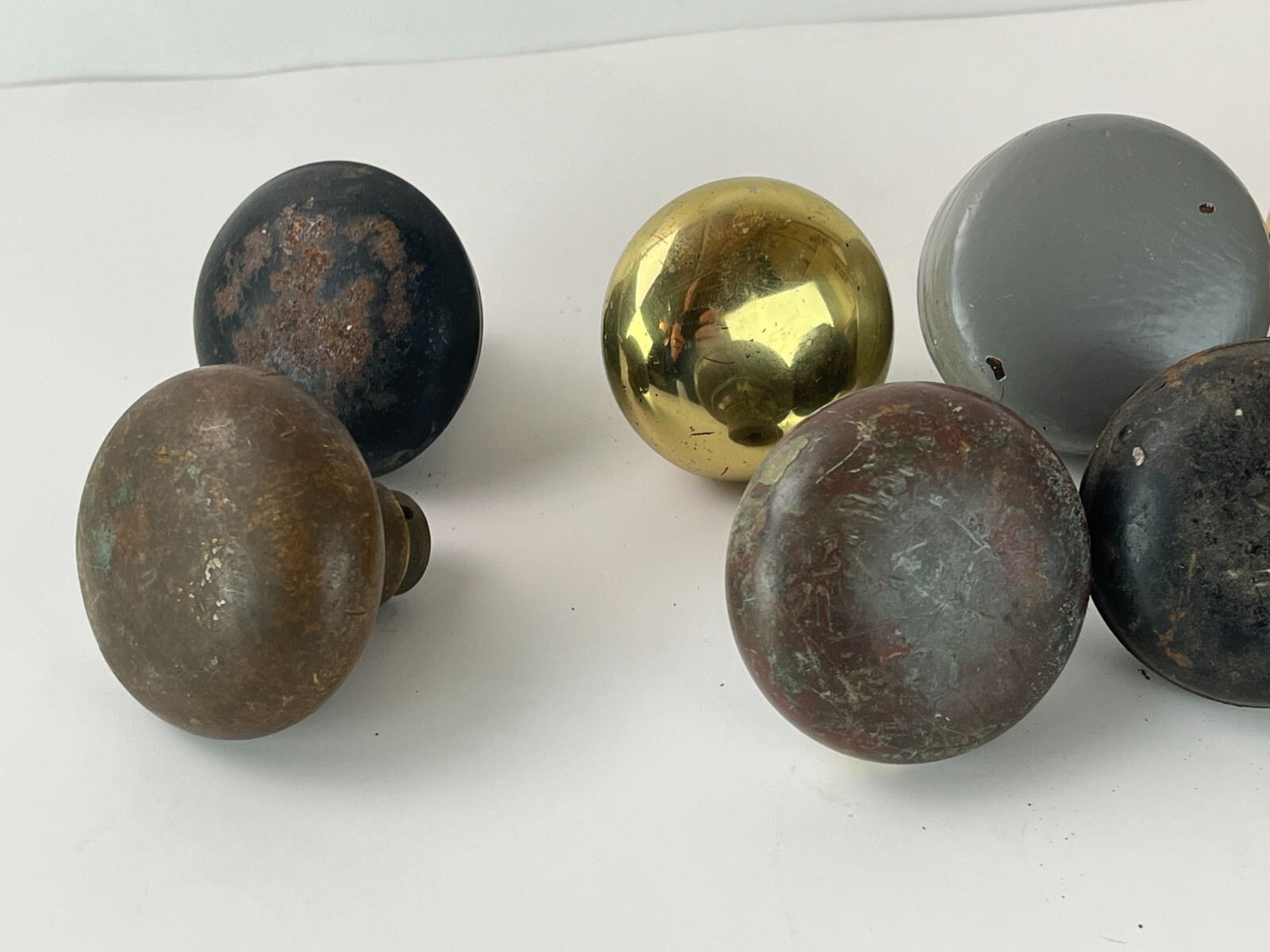 Antique Door Hardware Lot 9 Door Knobs Wood Brass Metal Knob Mortise