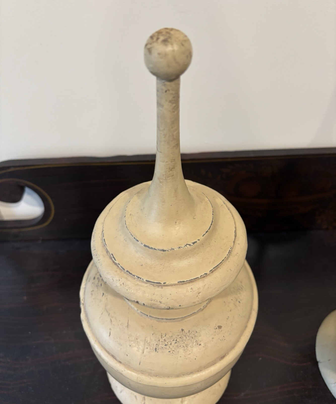 Pair Very Large Antique Early 19th Century Salvaged Wooden Neoclassical Finials