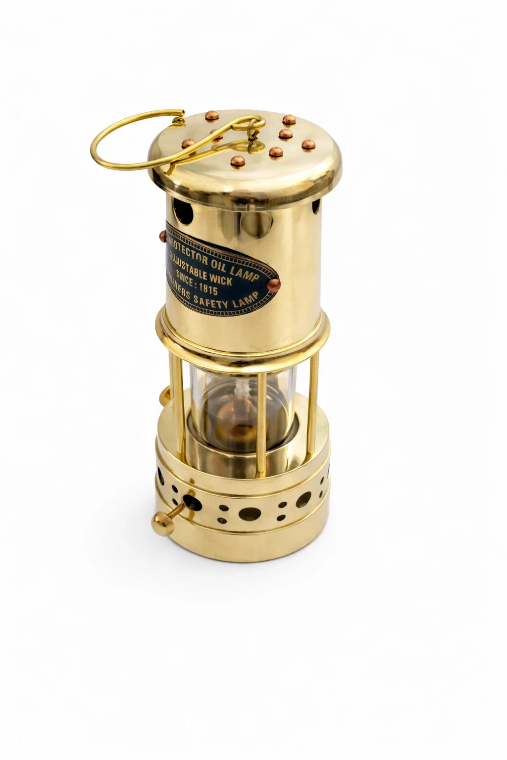 Brass Protector Oil Lamp Adjustable Wick Vintage Retro Ship Oil Lantern Handmade