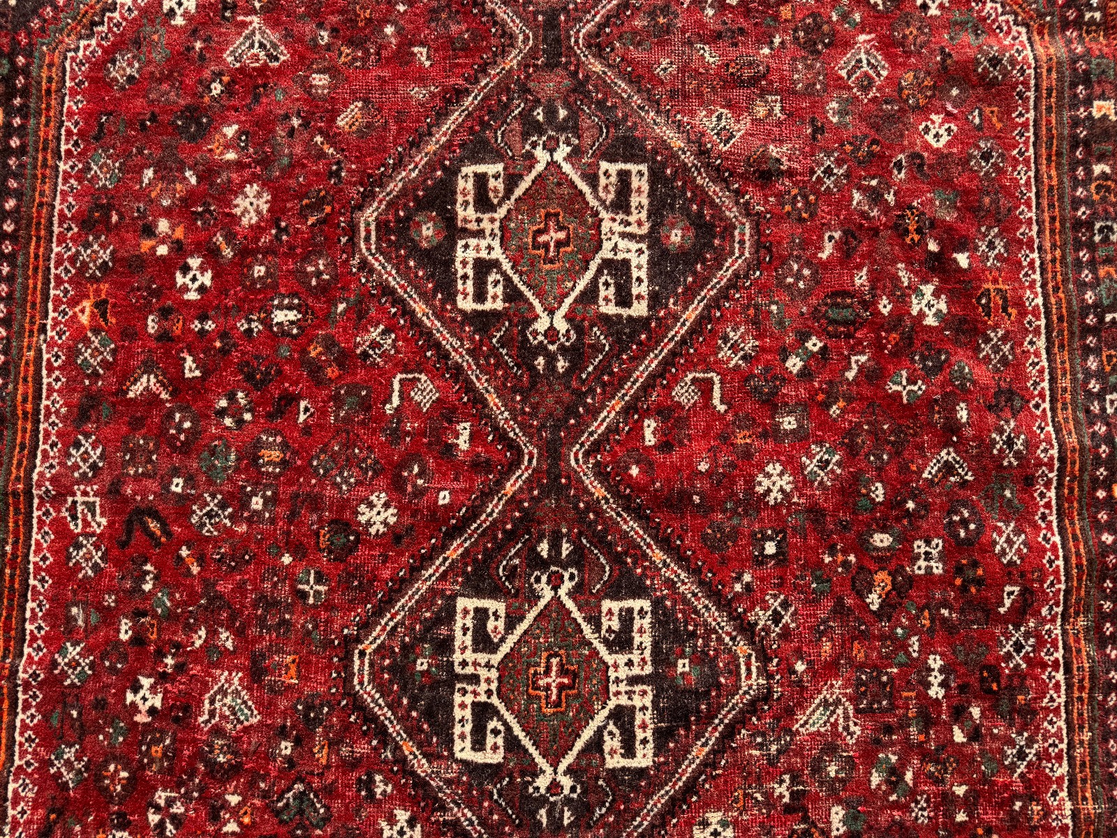 7×10 OLD ANTIQUE ORIENTAL RUG VINTAGE RED BLUE HANDMADE handwoven worn 6×9 7×9