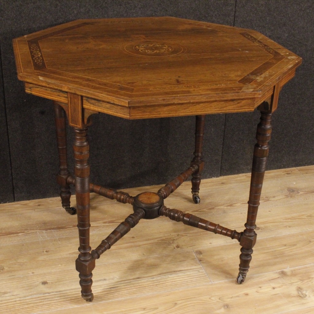 Octagonal table inlaid wood coffee table living room furniture from the 20s 900