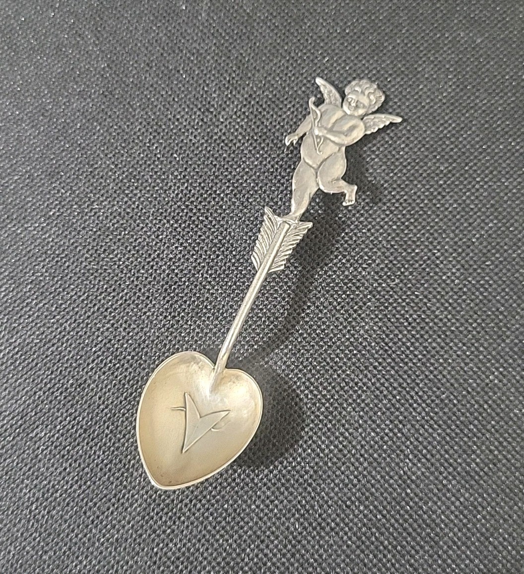 Rare Antique 1897 W. C. Finck & Co. Sterling Silver Souvenir Spoon Cupids Arrow