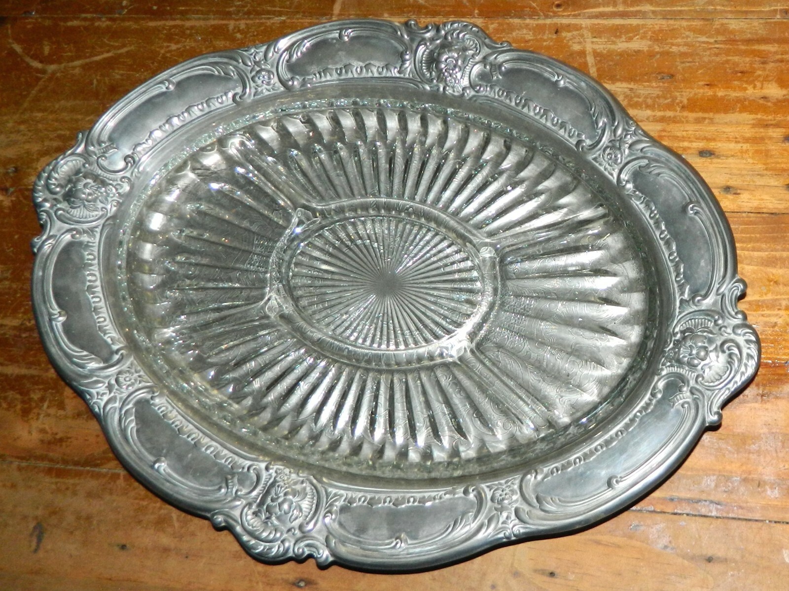 VINTAGE The House of Ranleigh Silver Plated Serving Tray – Divided Glass Insert