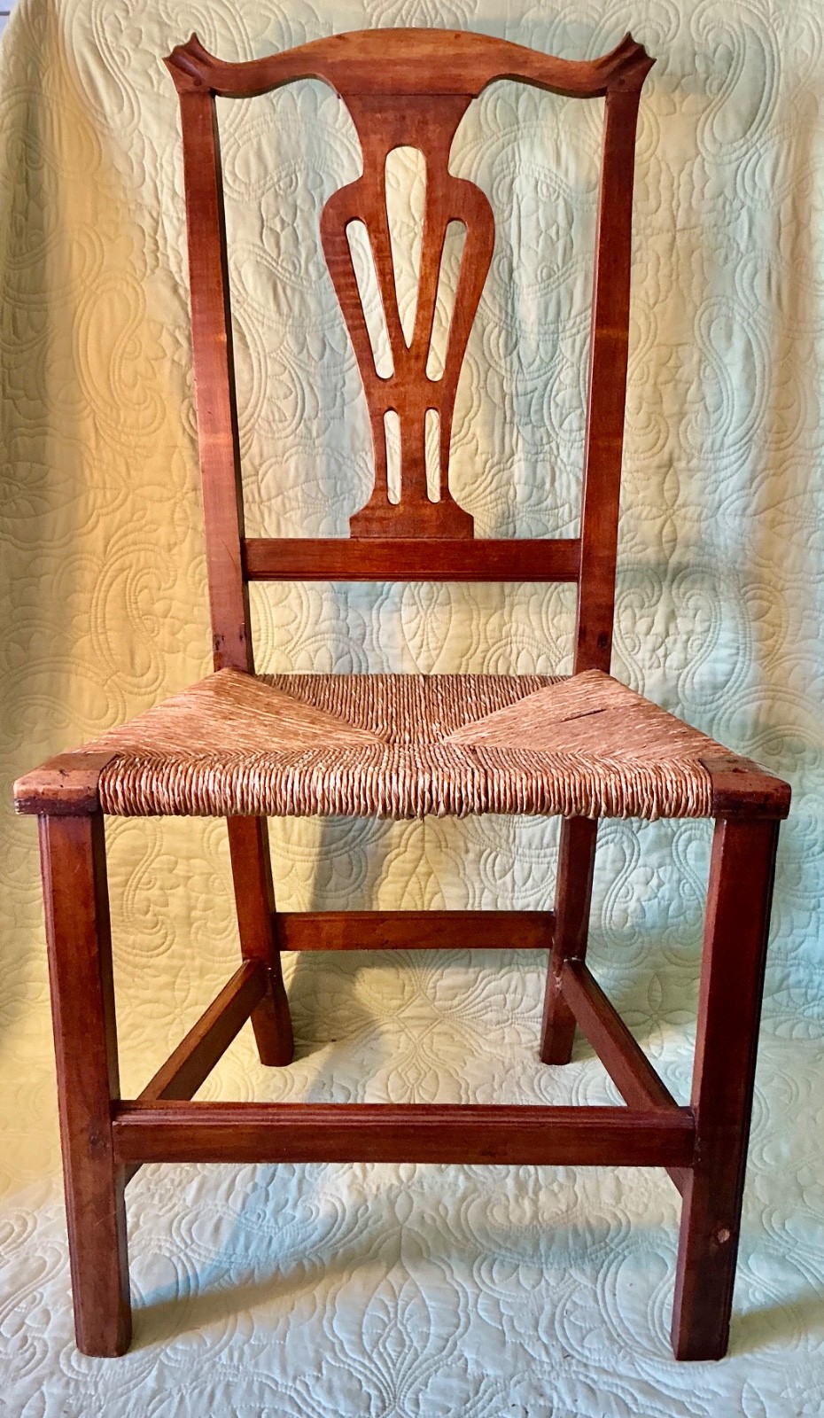 New England Country Chippendale Stained Maple Side Chair, Late 18th Century