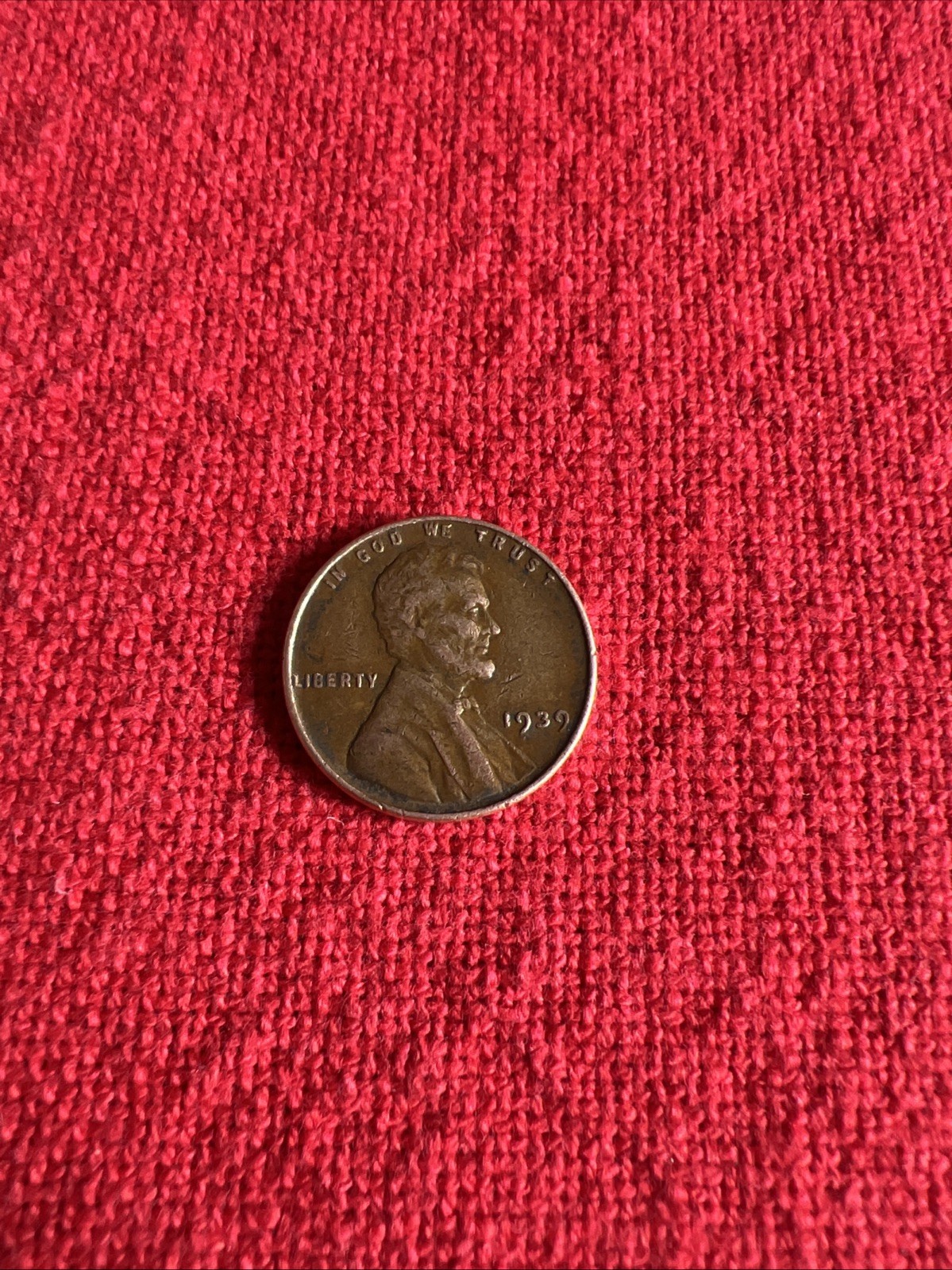 1939 Lincoln Wheat Copper Penny No Mint Mark L touching Rim Error