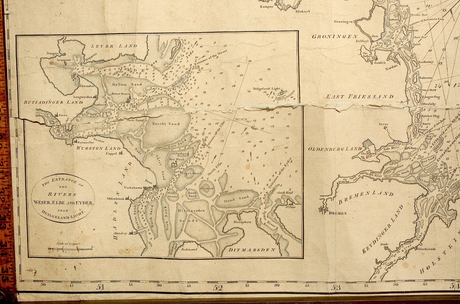 ANTIQUE BLUEBACK NAUTICAL CHART NORTH SEA JOHN HAMILTON MOORE 1793 VERY RARE !