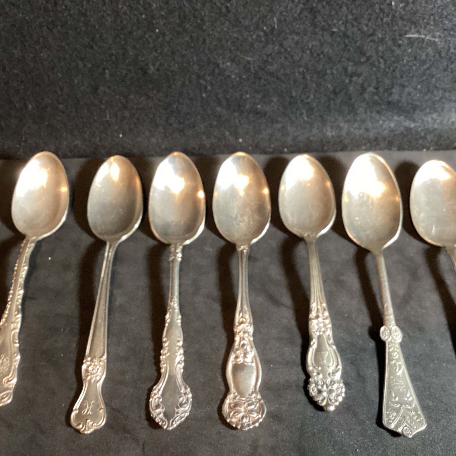 Lot 7 Antique Silverplate Spoons Mixed Makers Victorian Art Nouveau Circa 1900