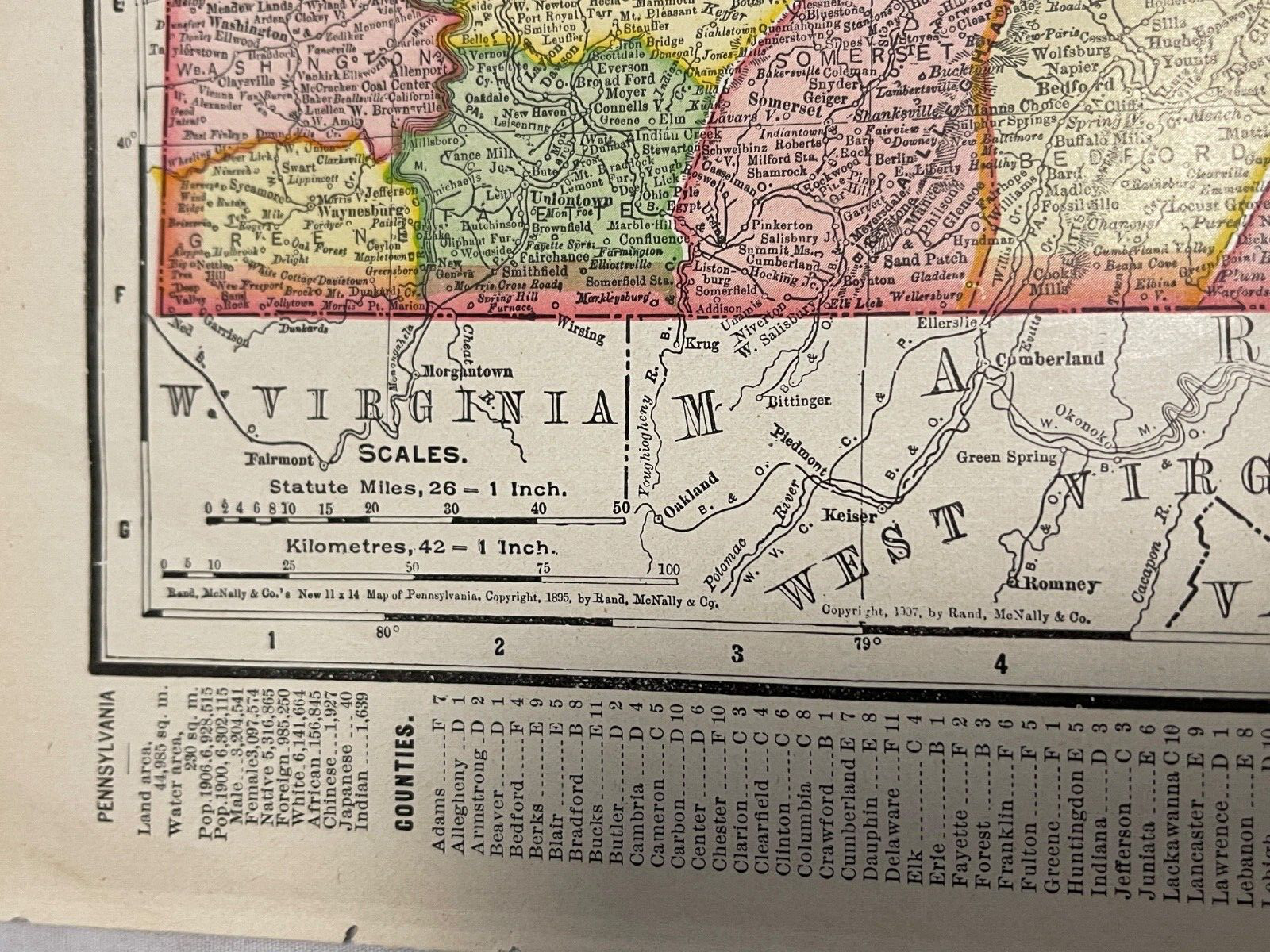 Antique all Original! Lot of (11) Pennsylvania State Maps 1900-1920s – 6075