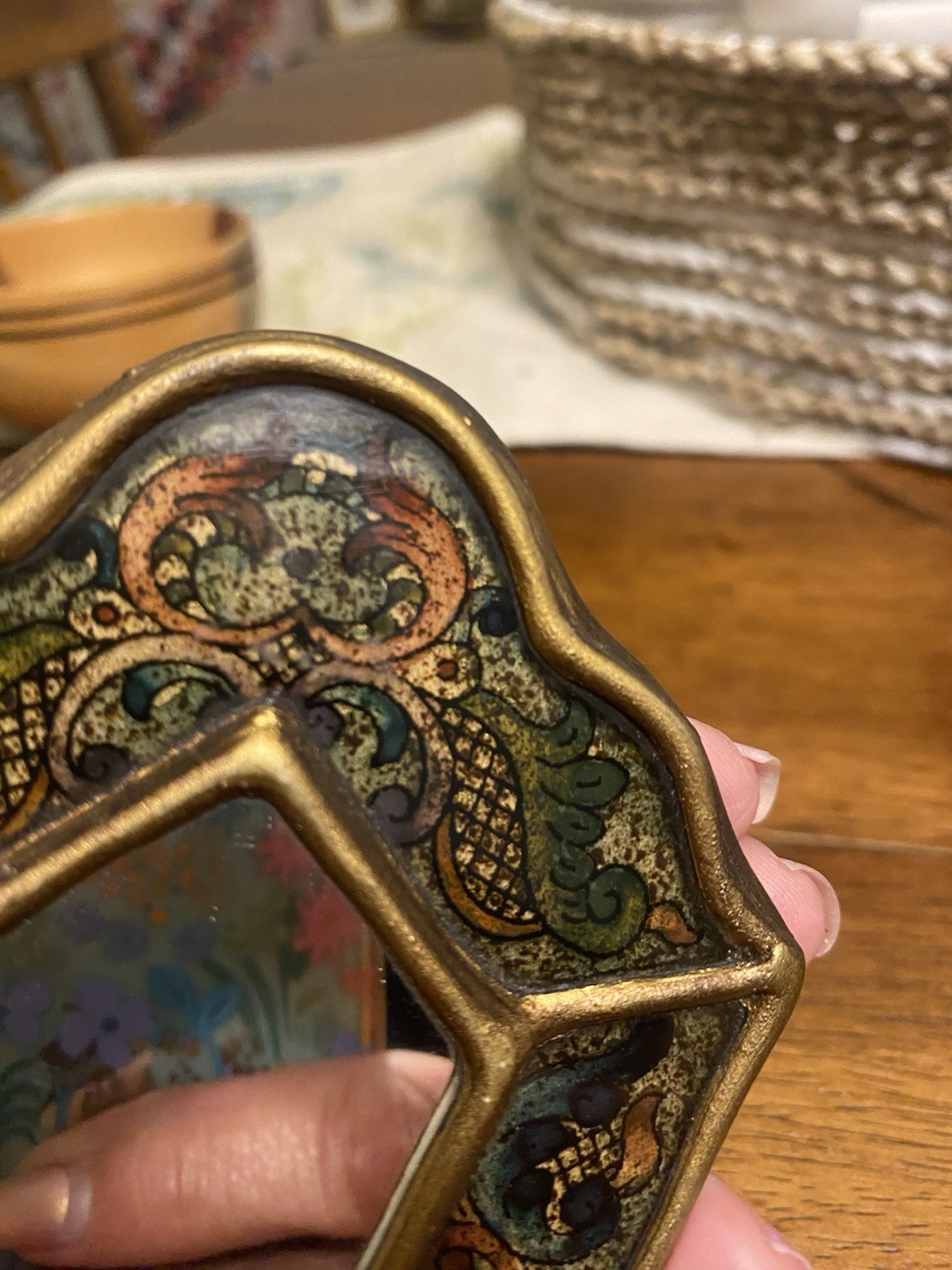 Small Handmade Peruvian mirror, Spanish colonial baroque