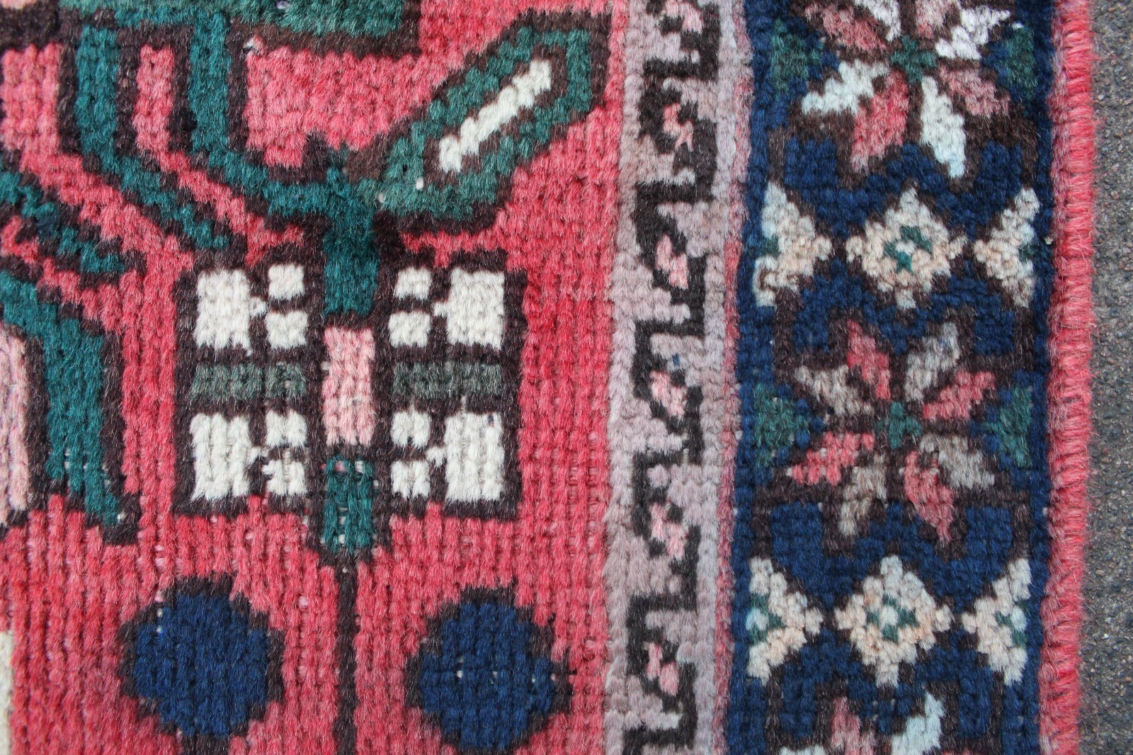 Vintage Worn Hand Made Traditional Oriental Wool Red Pink Rug 186x130cm