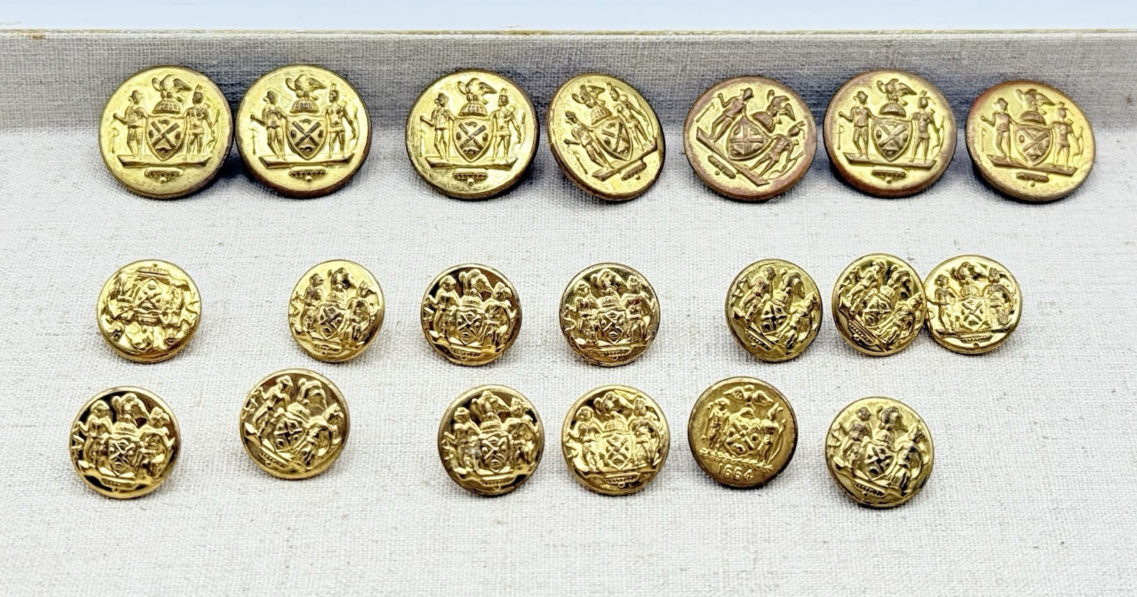 Lot 20 1800s Waterbury Button Co Waterbury Ct Brass Uniform Button CA.Late 1800