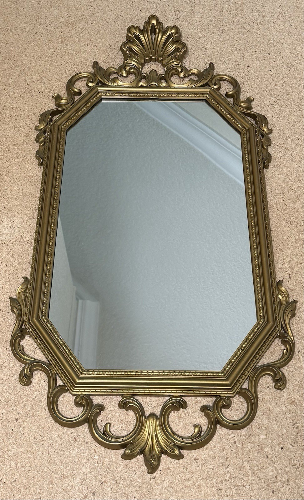 Vintage Syroco Mirror MCM Gold Ornate Hollywood Regency 1963 USA 4614