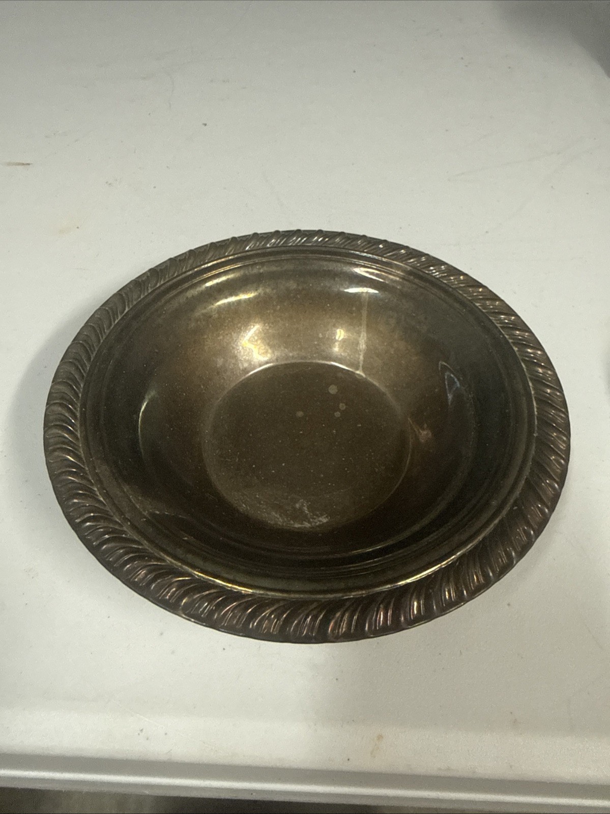 WM. Rogers Silver Plated Small Serving Bowl 6.5″ Diameter Braided Trim Rope Edge