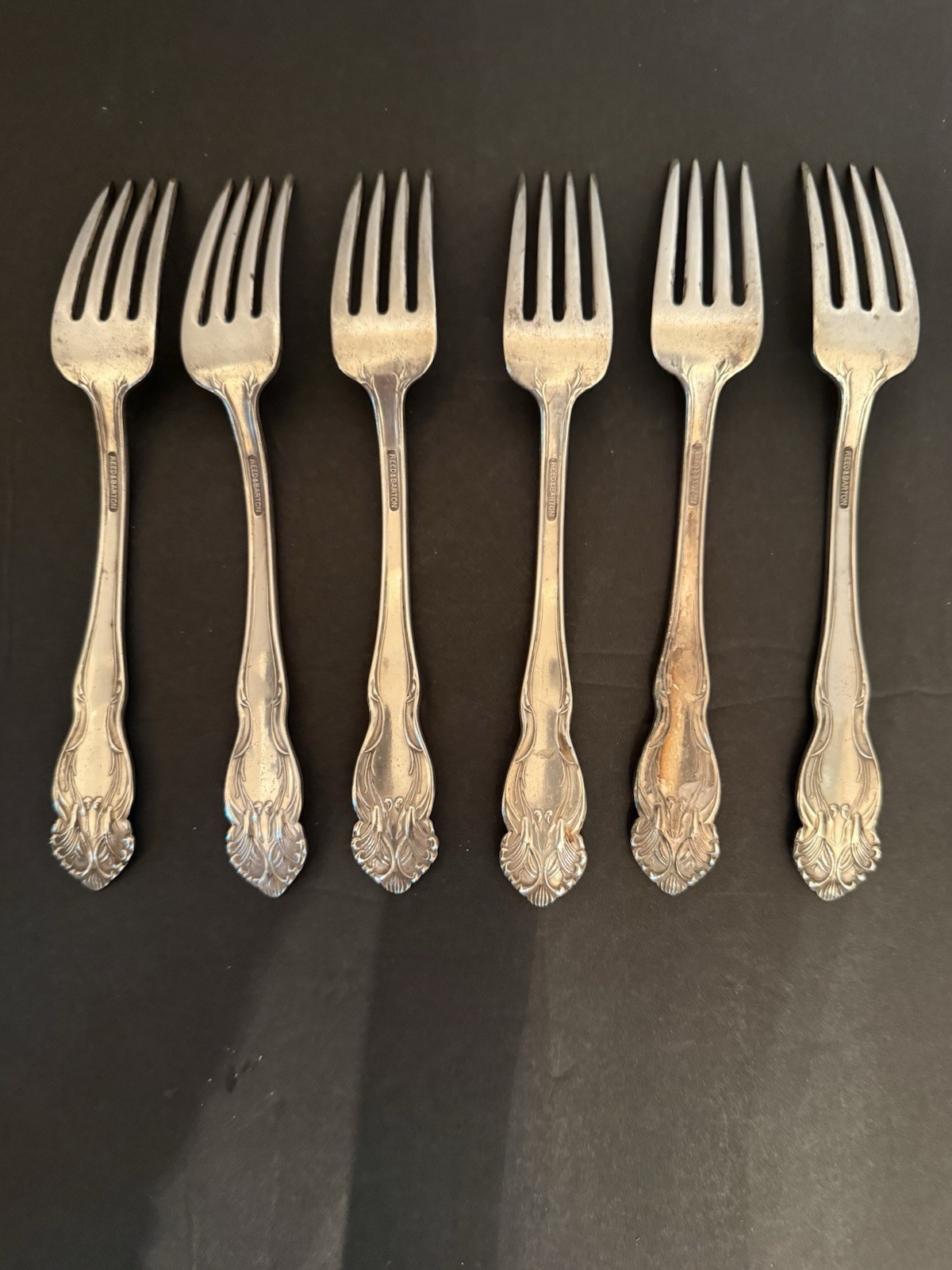 TIGER LILY 6 Dinner Forks 71/2″ Reed & Barton Silver Plate