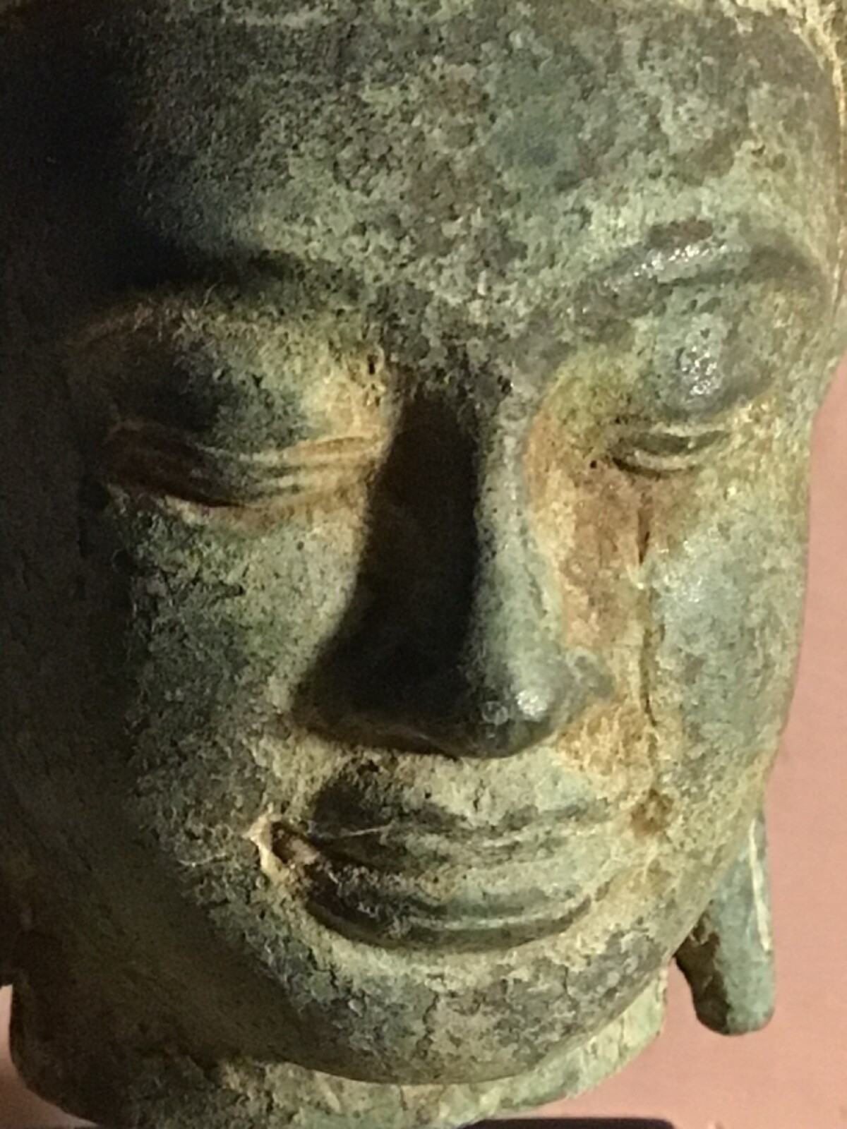 Buddha Head Antique Thai Style Sukhothai Mounted Buddha Head 6.5” / 16cms.