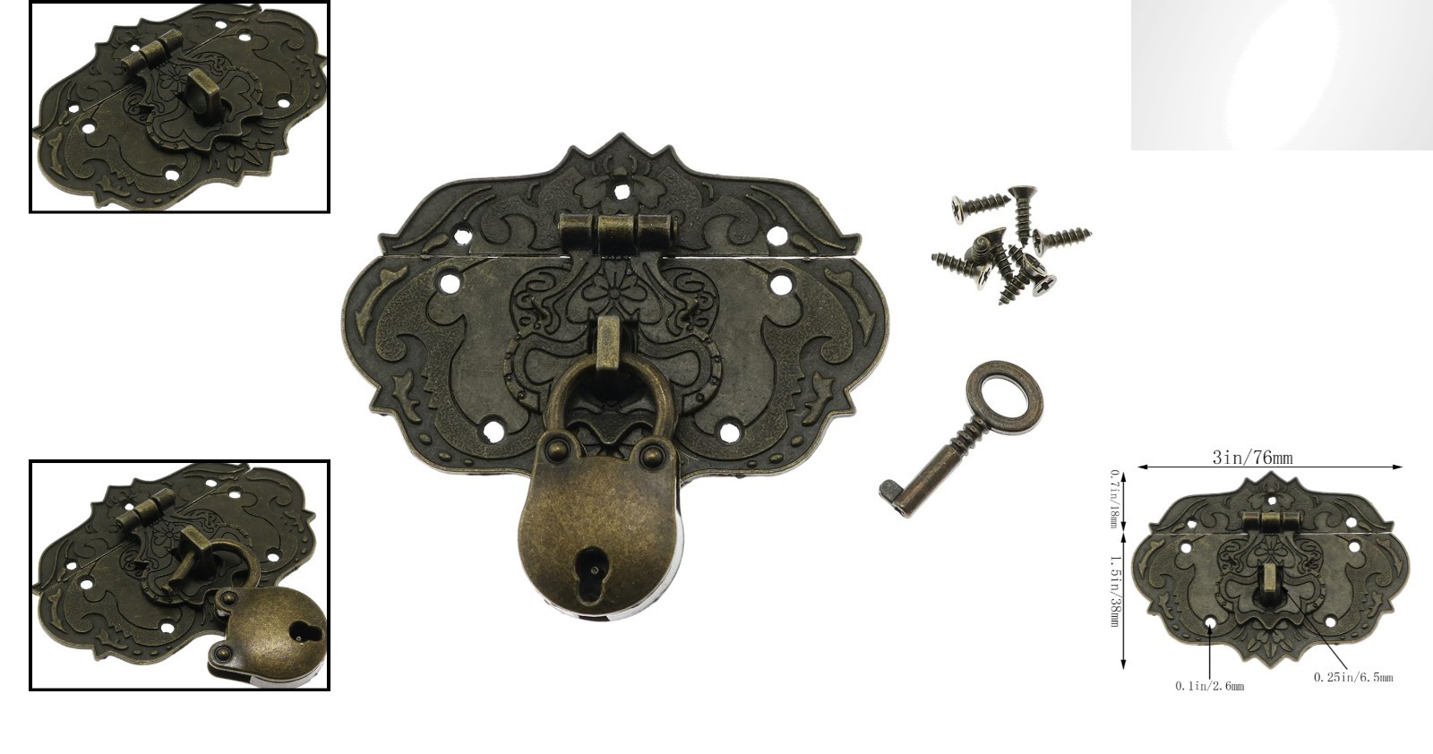 Mini Antique Brass Padlock and Clasp Set – Easy Installation for Vintage Boxes