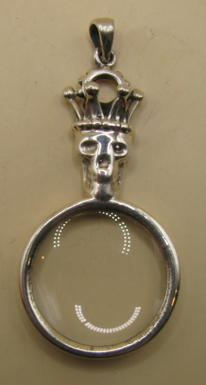 English HM Solid Silver Memento Mori Magnifying Lens Jewellers Loupe Eye Glass