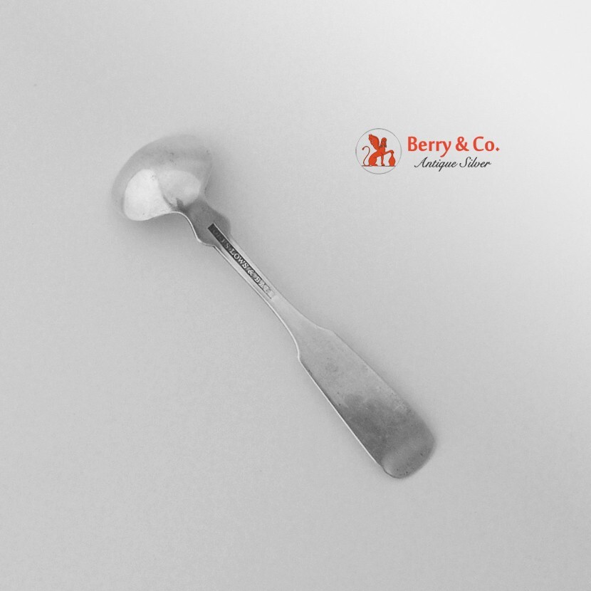 Fiddle Tipt Salt Spoons Pair Jones Lows Ball Boston Coin Silver 1839 MLF