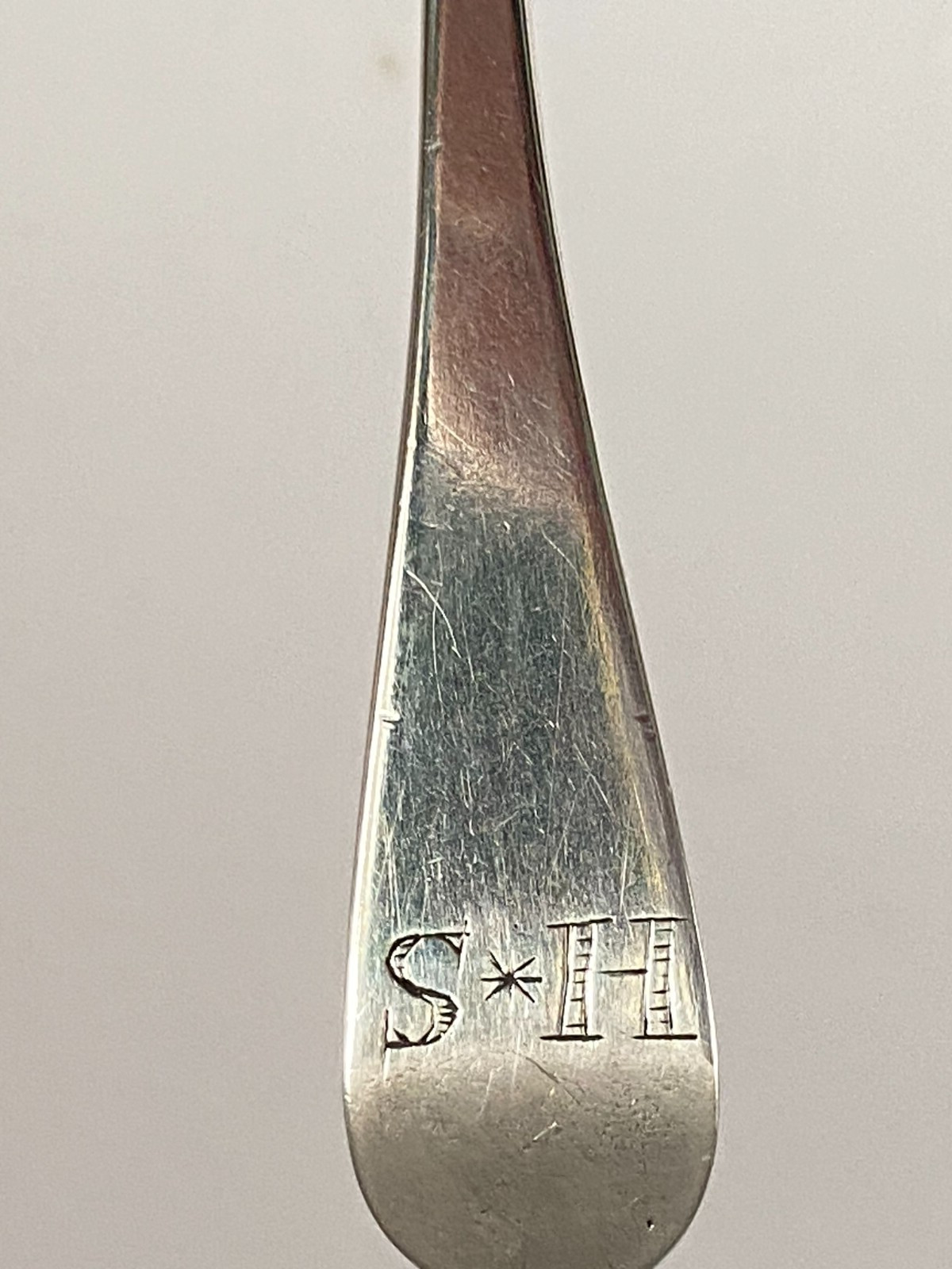 Antique 1787 Georgian Solid Silver Tea Spoons Monogram HS or SH Set 3