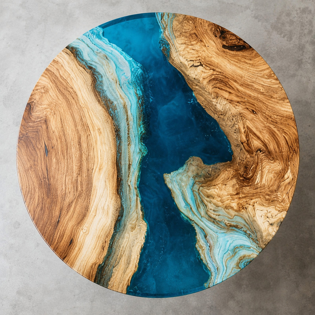 Epoxy Coffee Table | Blue Ocean Live Edge Wood Table | Custom Living Room Furnit