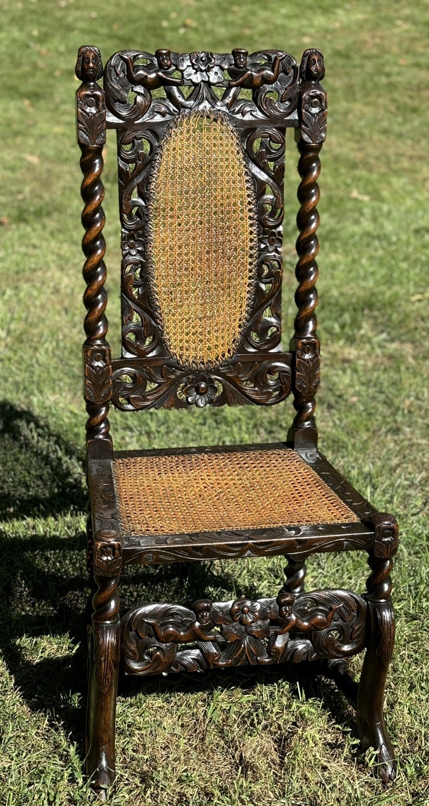 17th Century Charles II Caned Chair–Shipping Available