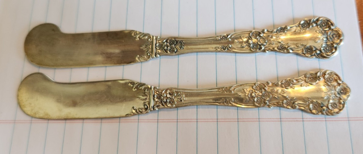 Antique Gorham Buttercup Sterling Silver Butter Spreaders (2) Lion Anchor G 55g