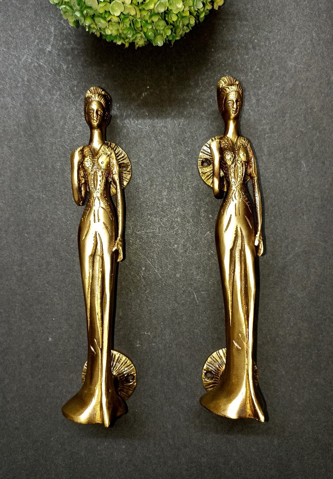 Lacquered Brass Victorian Theme Door Handle Pair Queen Interior Doors Pull GTX