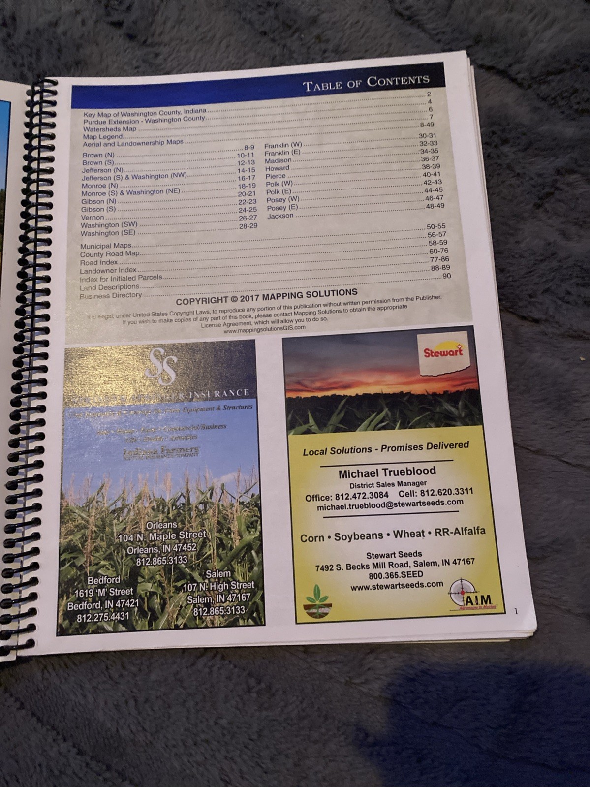 2007 Plat Map ~ WASHINGTON COUNTY, INDIANA – SALEM – MARTINSBURGH