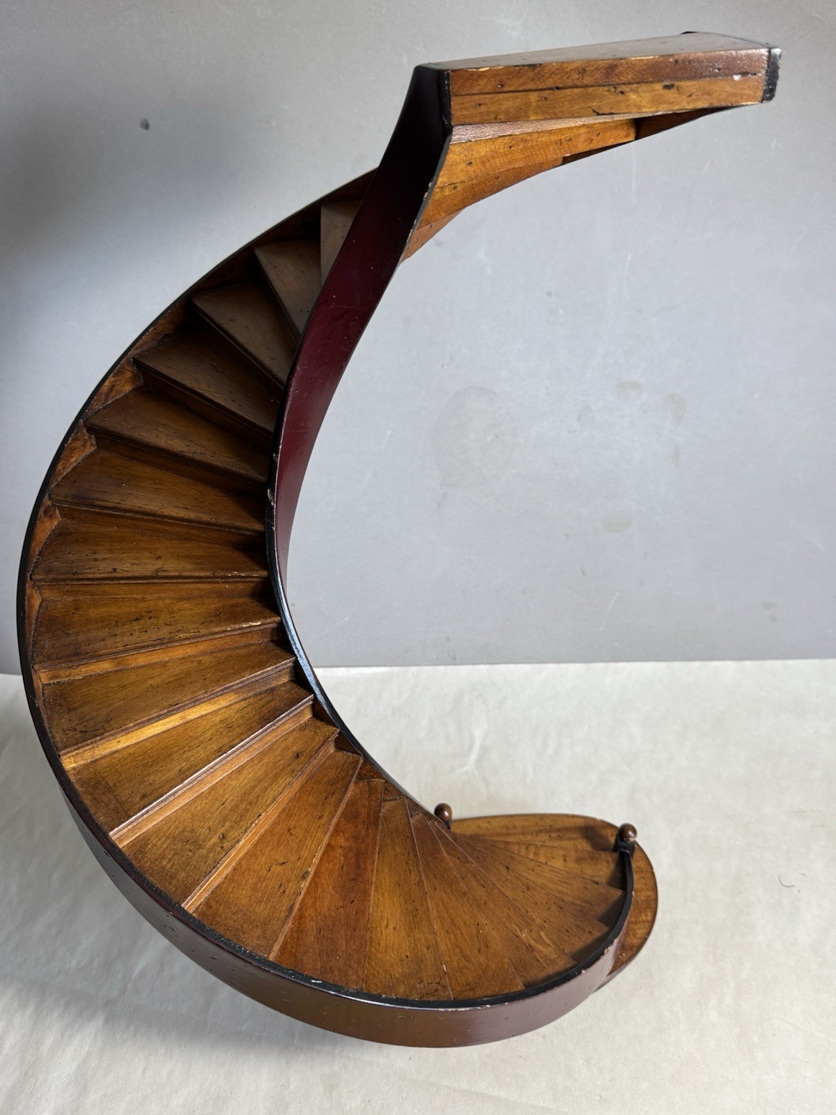 Antique ARCHITECTURAL MODEL Full Spiral Tricolor WOOD STAIRCASE 19” Hand Crafted