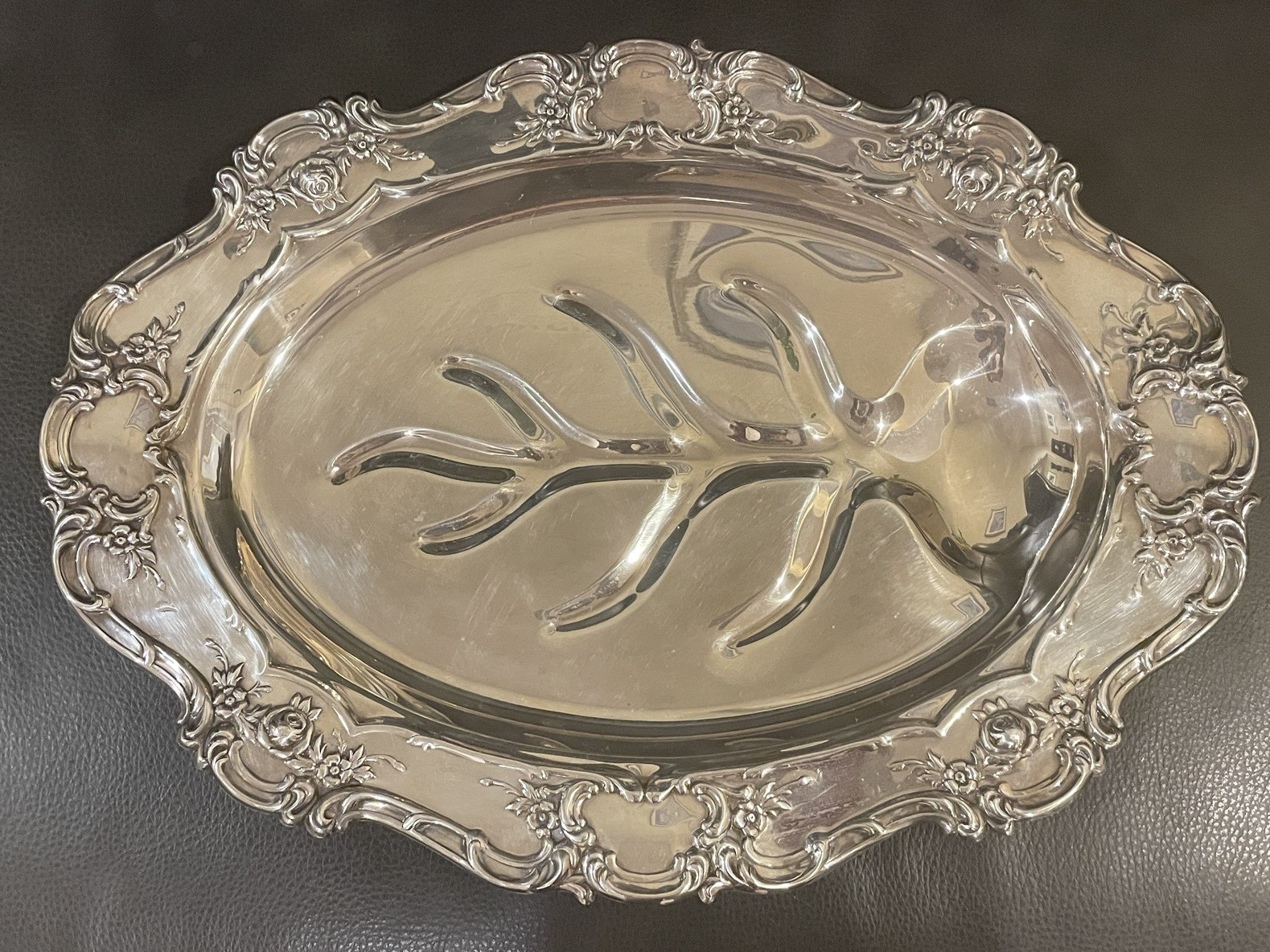 Vintage Towle EP Silver-plate Footed Serving Tray Meat Tree 17”x12” Platter 4069