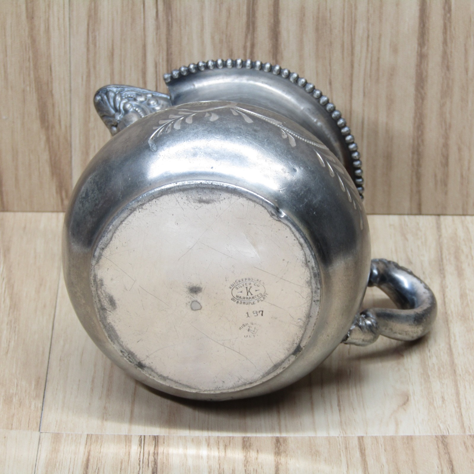 Vintage Knickerbocker Quadruple Plated Silver Ornate Creamer Marked 187