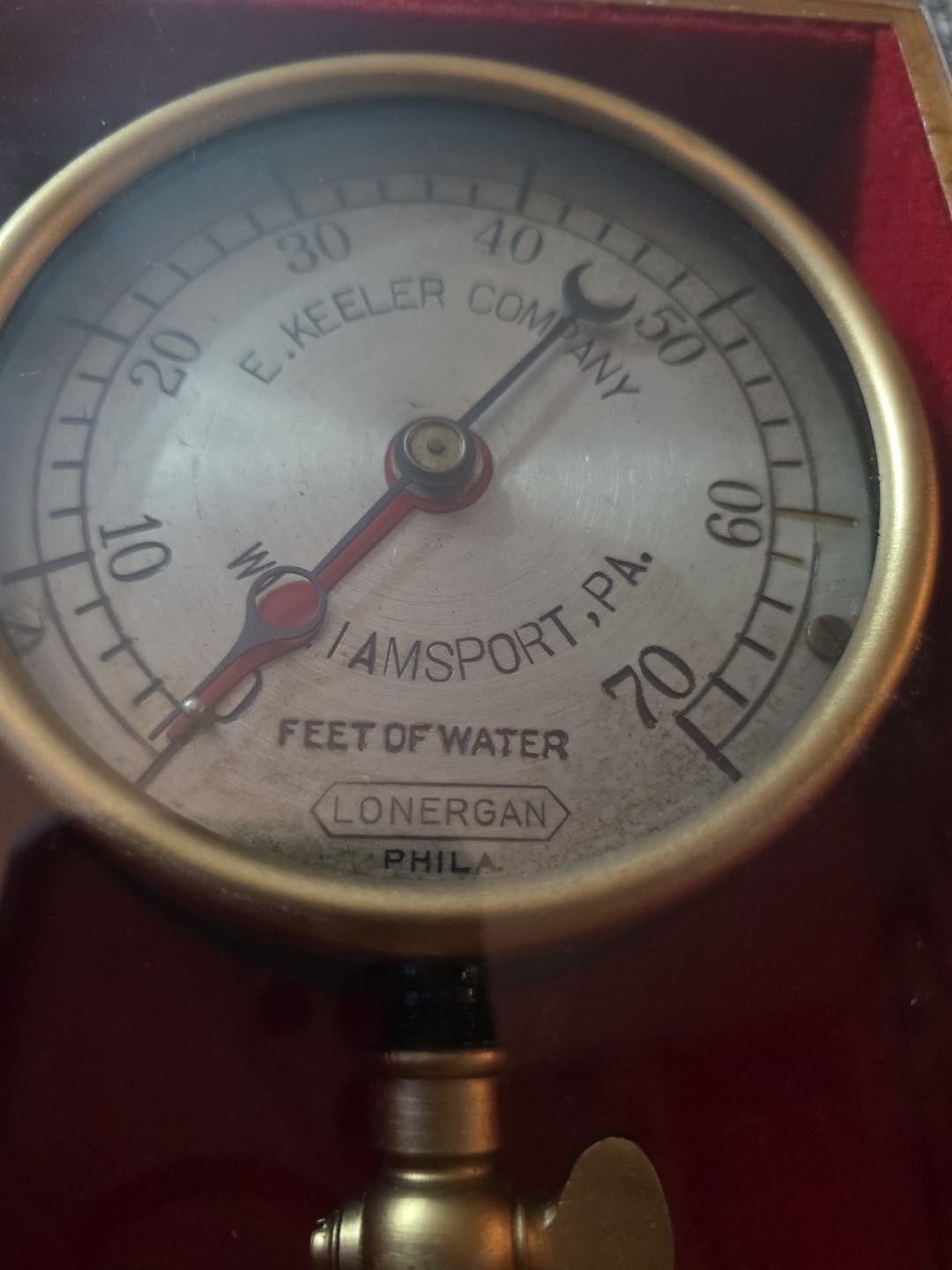 Antique Brass E Keeler Company Feet Of Water Steampunk Williamsport PA In Case