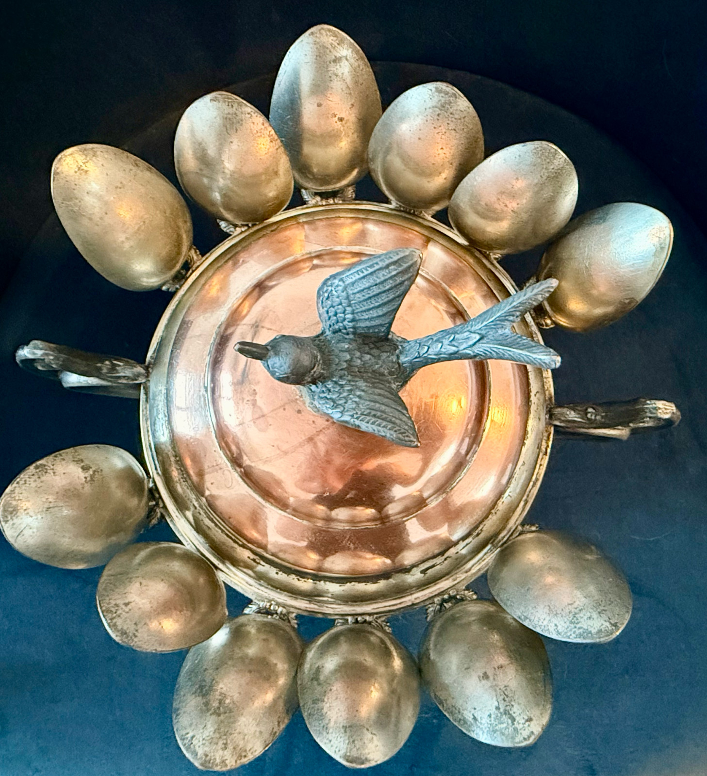 Antique Spoon Warmer c1900 Robert Mitchell Montreal Silver-Plated Brass Copper
