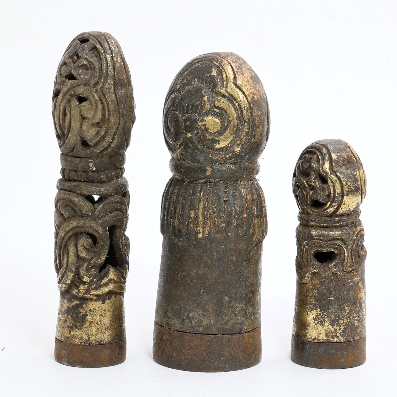 Old Tibetan Buddha Seals 3pcs Set 262G Buddhist Ritual Signet Stamps